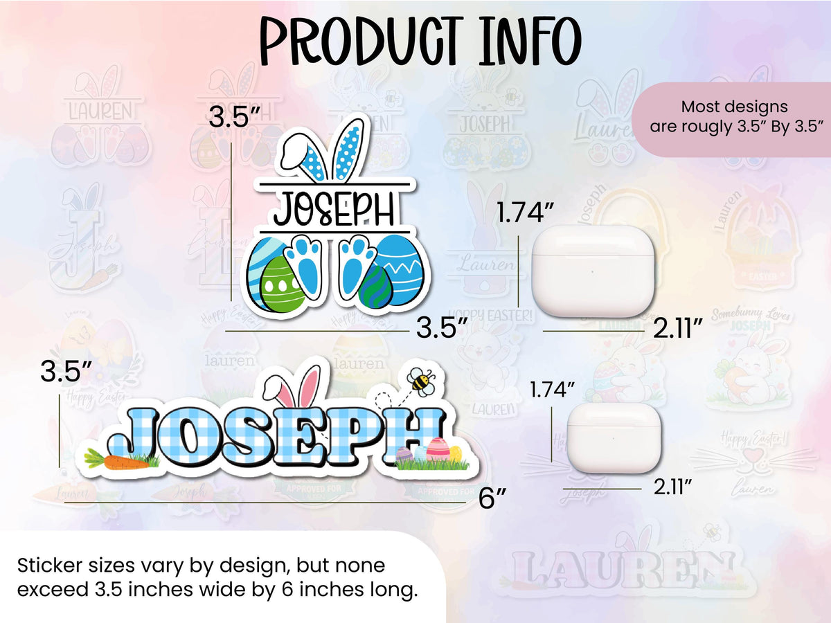 Personalized Easter Basket Name Sticker for Kids, Easter Tags, Bunny Name Label, Easter Basket Stuffer, Easter Gift for Toddler, Party Favor