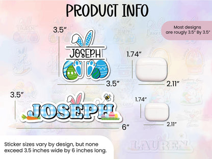 Personalized Easter Basket Name Sticker for Kids, Easter Tags, Bunny Name Label, Easter Basket Stuffer, Easter Gift for Toddler, Party Favor