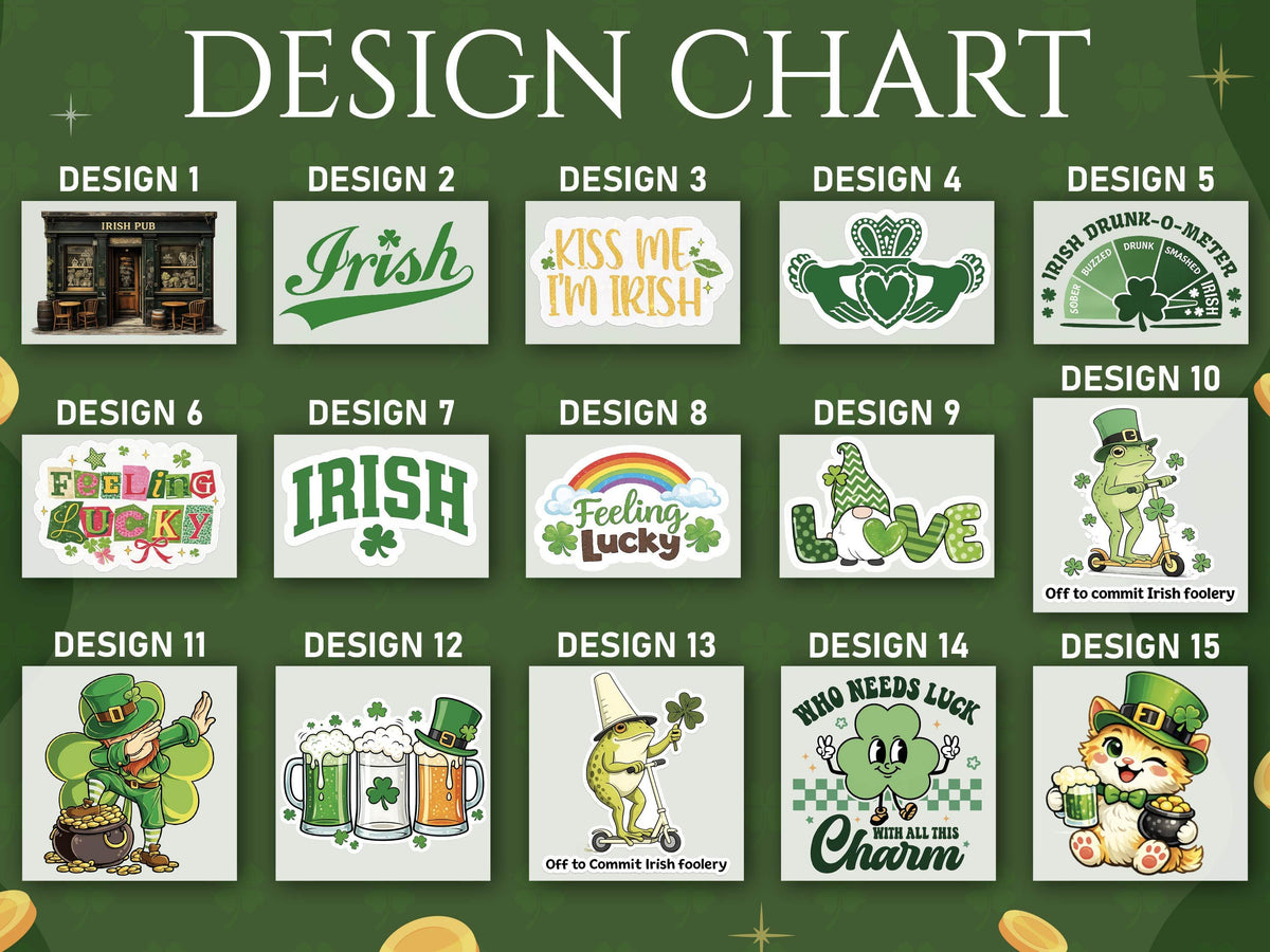St Patrick’s Day Stickers for Custom Party Cups, Shamrock Stickers, Irish Gifts, Lucky Four Leaf Clover Decals, Party Favors