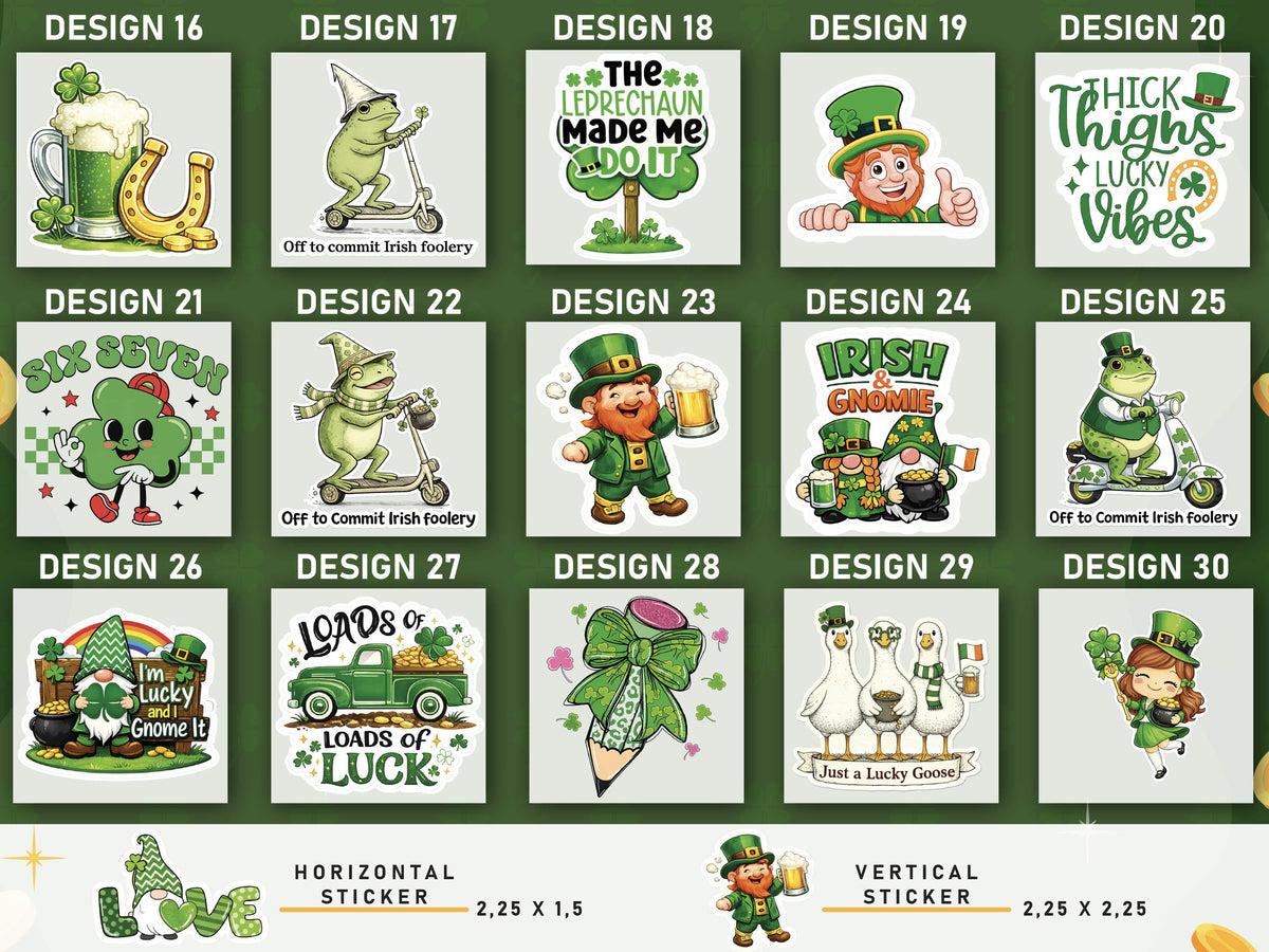St Patrick’s Day Stickers for Custom Party Cups, Shamrock Stickers, Irish Gifts, Lucky Four Leaf Clover Decals, Party Favors