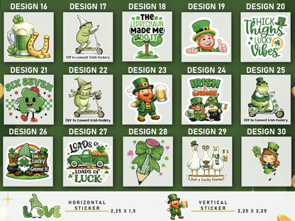 St Patrick’s Day Stickers for Custom Party Cups, Shamrock Stickers, Irish Gifts, Lucky Four Leaf Clover Decals, Party Favors