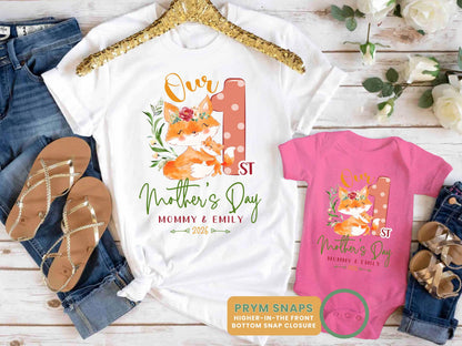 New Mom Gift, Mothers Day Matching Shirt, Our First Mother's Day Matching Tee, Custom 1st Mother's Day Shirt, Matching Mom and Baby Bodysuit