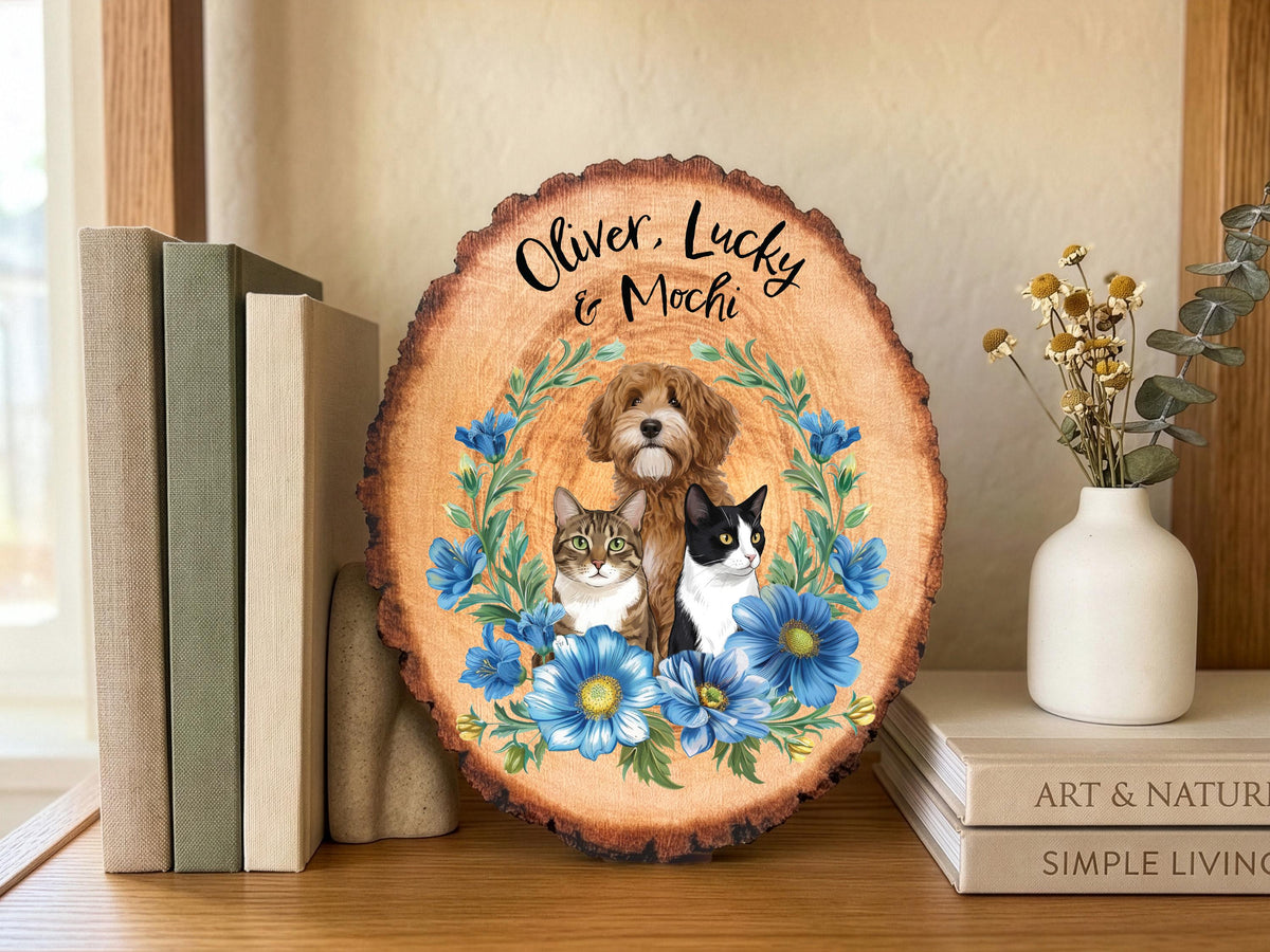 Custom Pet Portrait Wooden Sign, Pet Memorial Gift for Pet Lovers, Pet Photo Wall Art, Pet Loss Sympathy Gift for Pet Owners, Cat Dog Gift