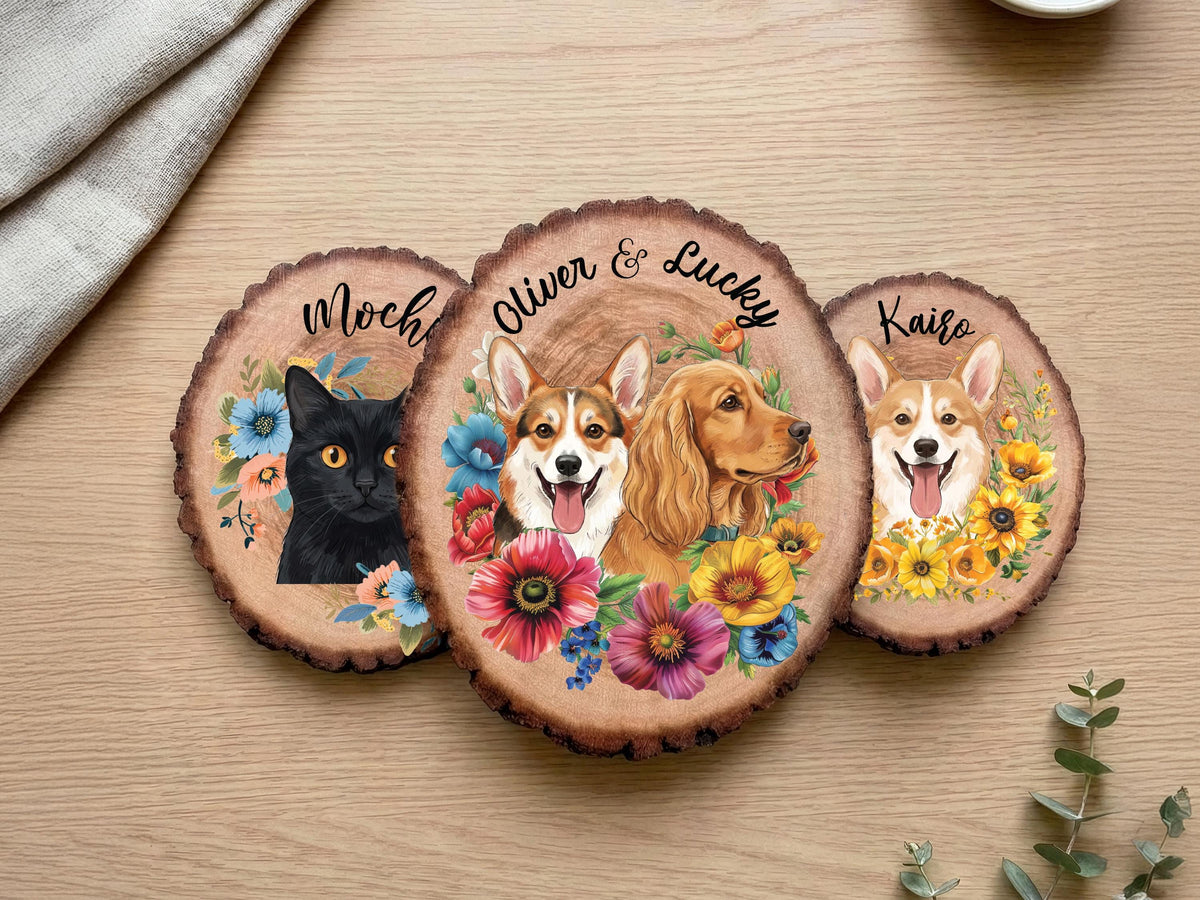 Custom Pet Portrait Wooden Sign, Pet Memorial Gift for Pet Lovers, Pet Photo Wall Art, Pet Loss Sympathy Gift for Pet Owners, Cat Dog Gift