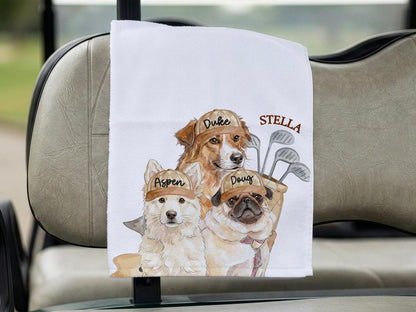 Personalized Pet Portrait Golf Towel with Photo, Dog Dad & Dog Mom Gifts, Cat Dog Lover, Pet Memorial Keepsake