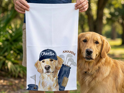 Personalized Pet Portrait Golf Towel with Photo, Dog Dad & Dog Mom Gifts, Cat Dog Lover, Pet Memorial Keepsake