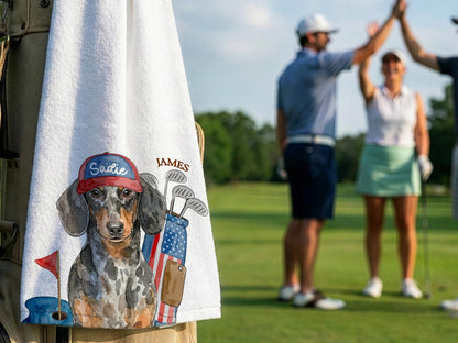 Personalized Pet Portrait Golf Towel with Photo, Dog Dad & Dog Mom Gifts, Cat Dog Lover, Pet Memorial Keepsake