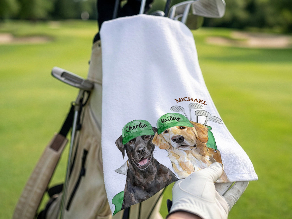 Personalized Pet Portrait Golf Towel with Photo, Dog Dad & Dog Mom Gifts, Cat Dog Lover, Pet Memorial Keepsake