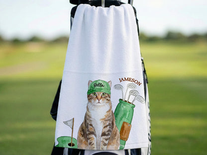 Personalized Pet Portrait Golf Towel with Photo, Dog Dad & Dog Mom Gifts, Cat Dog Lover, Pet Memorial Keepsake