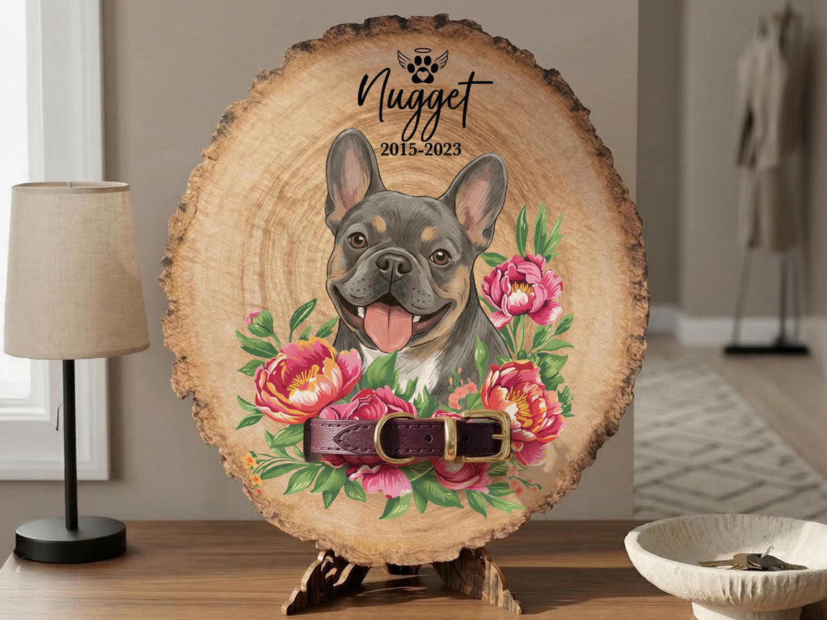 Custom Wooden Pet Memorial Collar Sign, Personalized Dog Portrait Gift, Pet Loss Sympathy Gift, Cat Photo Wall Art, Pet Remembrance Plaque