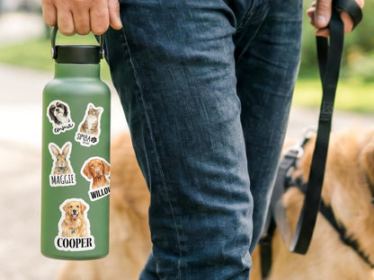Personalized Pet Photo Sticker, Custom Dog Cat Portrait Sticker, Waterproof Vinyl Decal for Laptop, Water Bottle, Pet Bowl, Pet Lover Gift