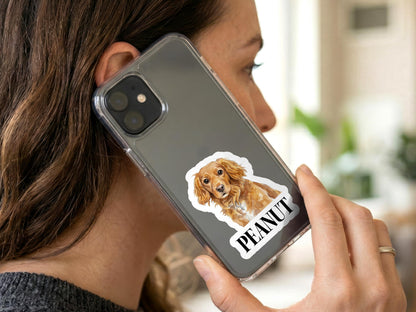 Personalized Pet Photo Sticker, Custom Dog Cat Portrait Sticker, Waterproof Vinyl Decal for Laptop, Water Bottle, Pet Bowl, Pet Lover Gift