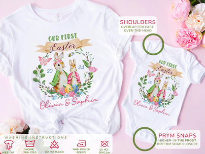 Personalized First Easter Outfit, Mommy and Me Matching Shirts, Custom Baby Bodysuit, Spring Bunny Shirt Gift