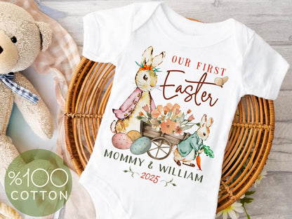 Personalized First Easter Outfit, Mommy and Me Matching Shirts, Custom Baby Bodysuit, Spring Bunny Shirt Gift