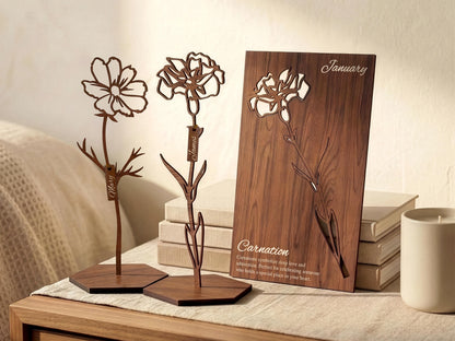 Gift for Moms Garden, Wood Birth Month Flower, Personalized Gift for Mothers Day Gifts, Custom Birth Flower Gift, Gift For Her Birthday Gift