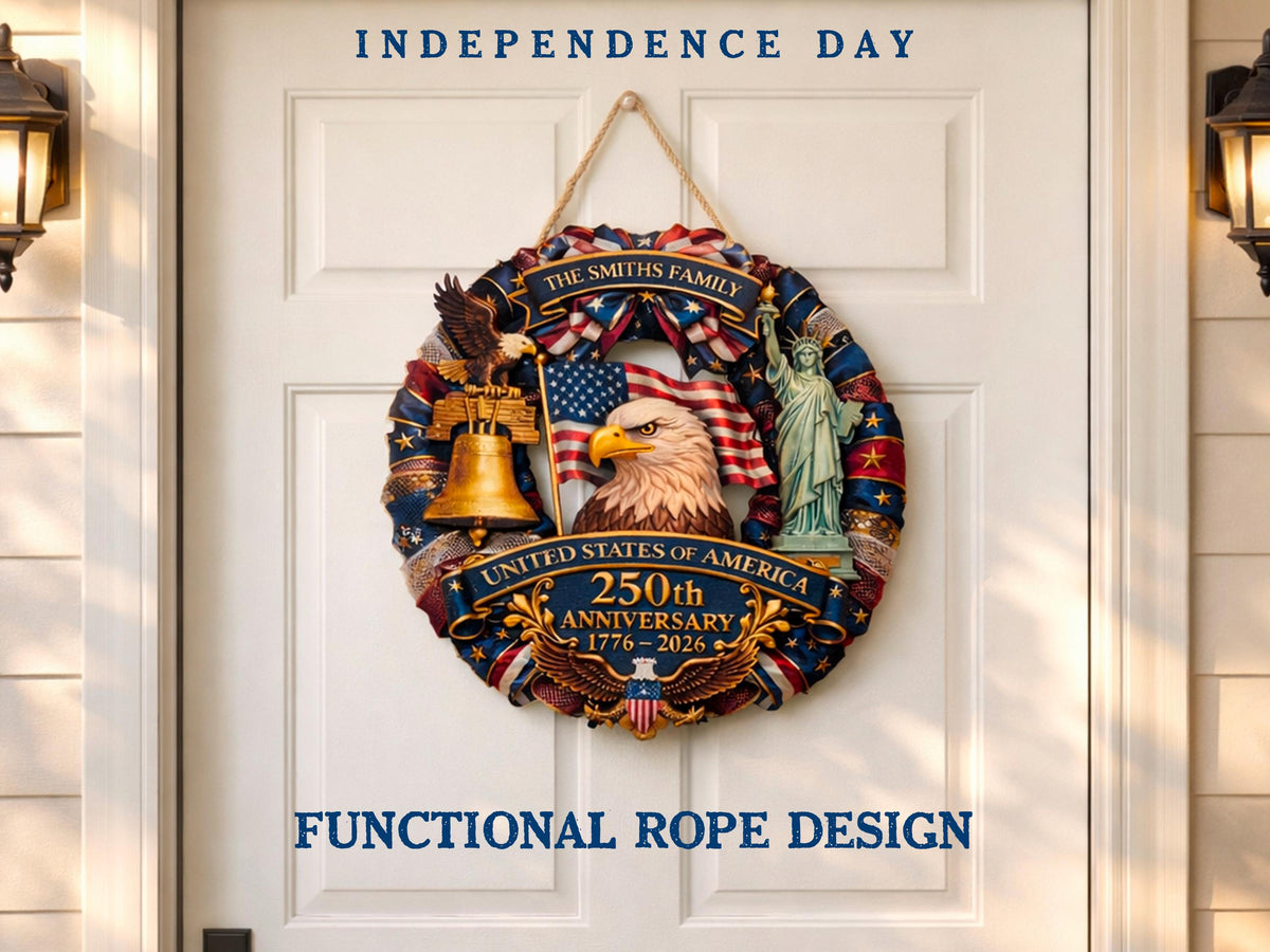 Personalized America 250th Anniversary Gift, American Flag Gift for Him, Custom 4th of July Gifts Wood Sign USA Flag Memorial Patriotic Gift