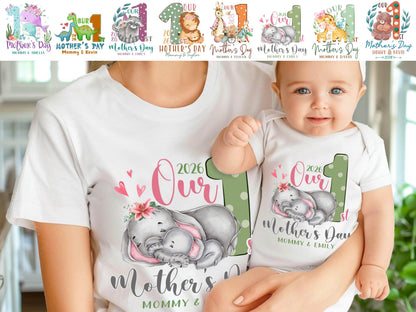 New Mom Gift, Mothers Day Matching Shirt, Our First Mother's Day Matching Tee, Custom 1st Mother's Day Shirt, Matching Mom and Baby Bodysuit