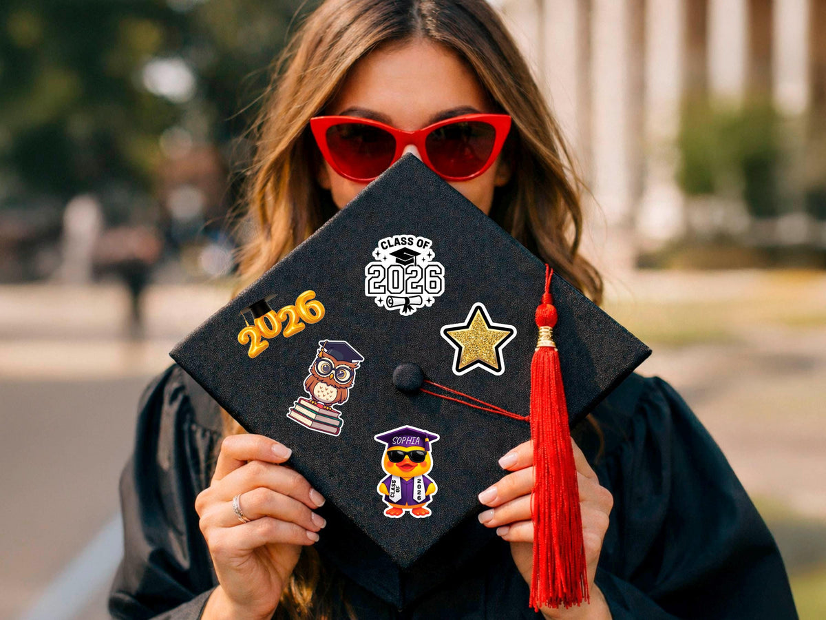 Graduation Stole Sticker, Graduation Party Favors for Class of 2026, Custom Grad Stickers, Laptop Water Bottle Decals, Graduation Cap Decor
