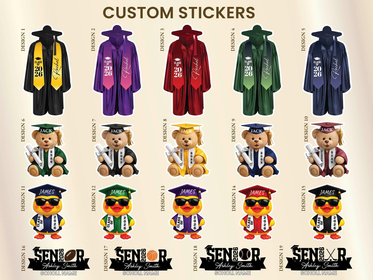 Graduation Stole Sticker, Graduation Party Favors for Class of 2026, Custom Grad Stickers, Laptop Water Bottle Decals, Graduation Cap Decor