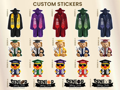 Graduation Stole Sticker, Graduation Party Favors for Class of 2026, Custom Grad Stickers, Laptop Water Bottle Decals, Graduation Cap Decor
