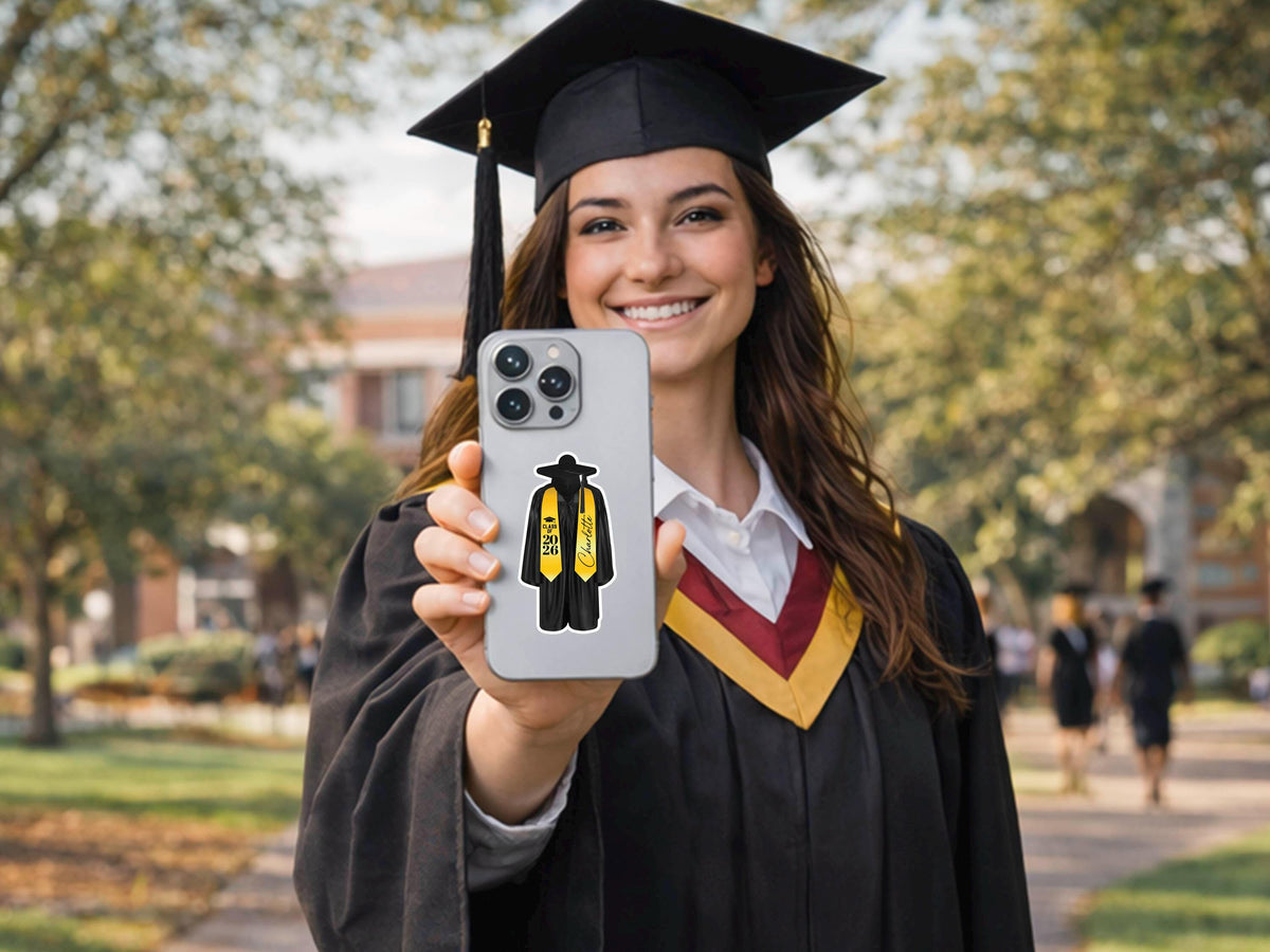Graduation Stole Sticker, Graduation Party Favors for Class of 2026, Custom Grad Stickers, Laptop Water Bottle Decals, Graduation Cap Decor