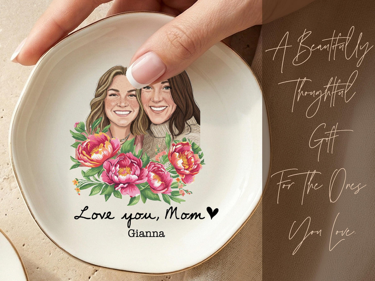 Personalized Photo Trinket Dish, Mothers Day Gift for Mom, Custom Ring Dish Gift for Grandma, Birthday Jewelry Dish, Trinket Tray Mom Gift