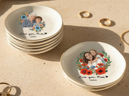 Personalized Photo Trinket Dish, Mothers Day Gift for Mom, Custom Ring Dish Gift for Grandma, Birthday Jewelry Dish, Trinket Tray Mom Gift