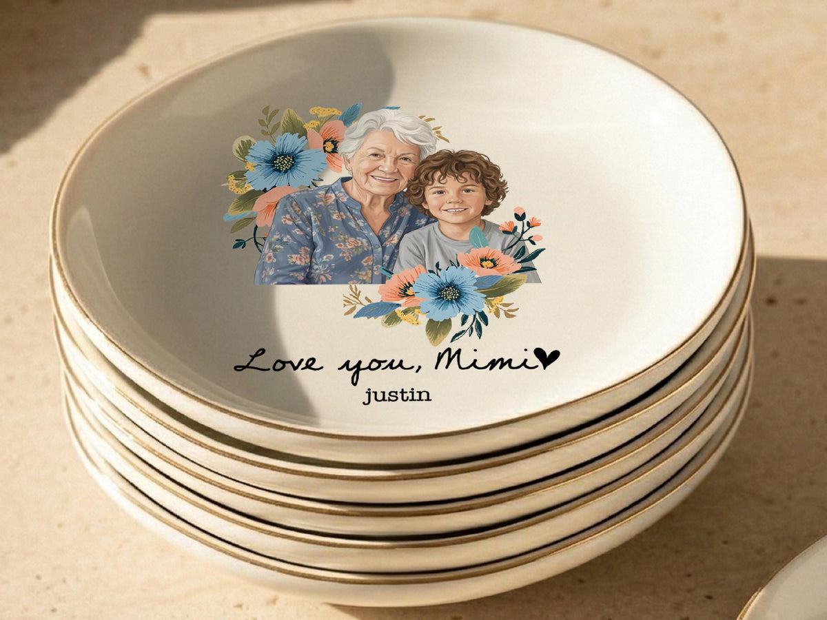 Personalized Photo Trinket Dish, Mothers Day Gift for Mom, Custom Ring Dish Gift for Grandma, Birthday Jewelry Dish, Trinket Tray Mom Gift