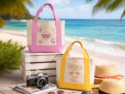 Personalized Tote Gift Bag, Bridesmaid Bags, Beach Bag Gift, Bridesmaid Gift, Bachelorette Party Favor, Bridal Party Gift, Personalized Gift