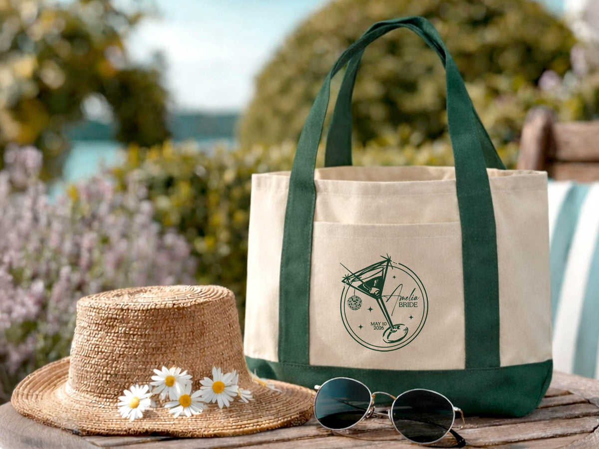 Personalized Tote Gift Bag, Bridesmaid Bags, Beach Bag Gift, Bridesmaid Gift, Bachelorette Party Favor, Bridal Party Gift, Personalized Gift