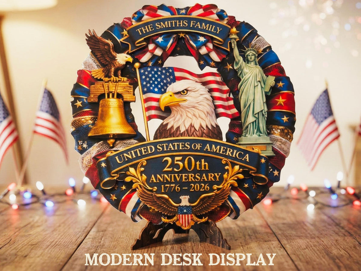 Personalized America 250th Anniversary Gift, American Flag Gift for Him, Custom 4th of July Gifts Wood Sign USA Flag Memorial Patriotic Gift