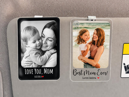 Personalized Drive Safe Mom Car Visor Photo Clip, Mother Daughter Keepsake, New Mom Grandma Photo Holder, First Mothers Day Car Accessory