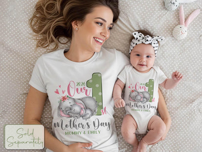 New Mom Gift, Mothers Day Matching Shirt, Our First Mother's Day Matching Tee, Custom 1st Mother's Day Shirt, Matching Mom and Baby Bodysuit