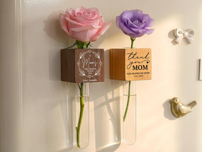Personalized Magnetic Flower Vase, First Mothers Day Gift, Custom Fridge Magnet Gift for Mom Grandma Nana, Mom Gifts from Daughter