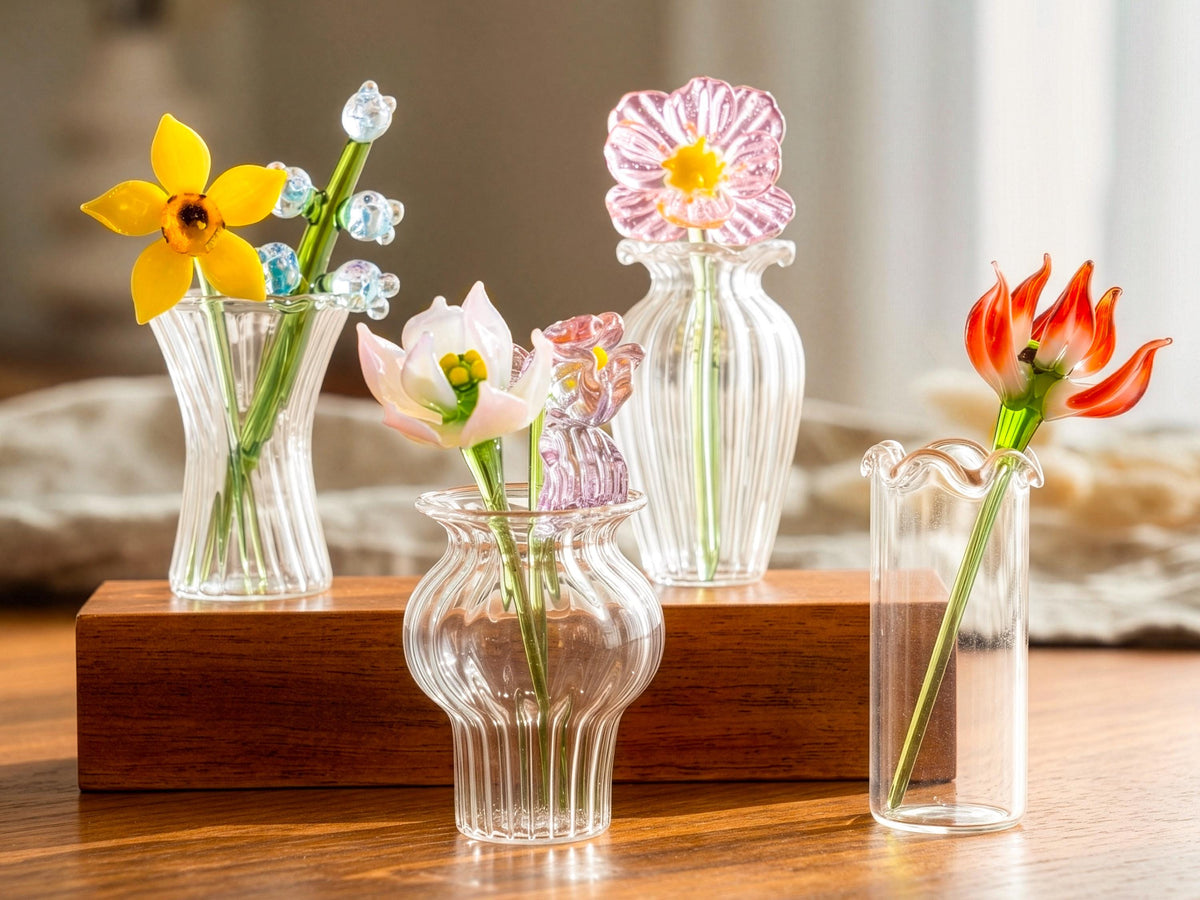 Mom Gift, Handblown Glass Flower Bouquet, Glass Birth Month Flower, Personalized Gifts, Mini Birth Flower Gift, Mother's Day Gifts for Her