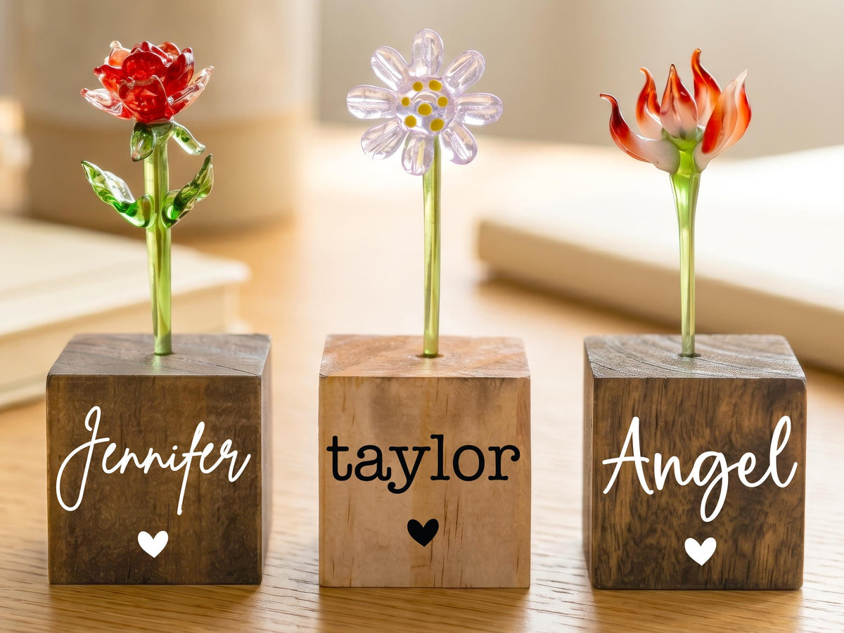 Mom Gift, Handblown Glass Flower Bouquet, Glass Birth Month Flower, Personalized Gifts, Mini Birth Flower Gift, Mother's Day Gifts for Her