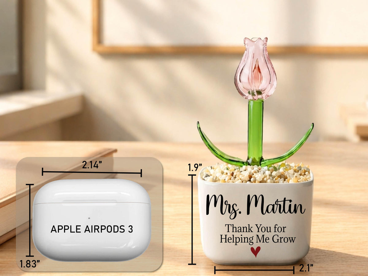 Thank You Gifts for Teacher Glass Flower Pot with Custom Name, Thank You for Helping Me Grow, Teacher Appreciation End of Year Teacher Gift