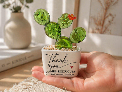 Thank You Gifts for Teacher Glass Flower Pot with Custom Name, Thank You for Helping Me Grow, Teacher Appreciation End of Year Teacher Gift