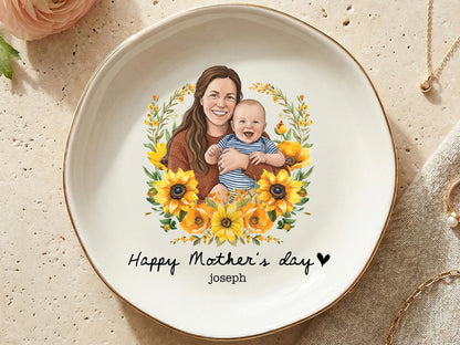 Personalized Photo Trinket Dish, Mothers Day Gift for Mom, Custom Ring Dish Gift for Grandma, Birthday Jewelry Dish, Trinket Tray Mom Gift
