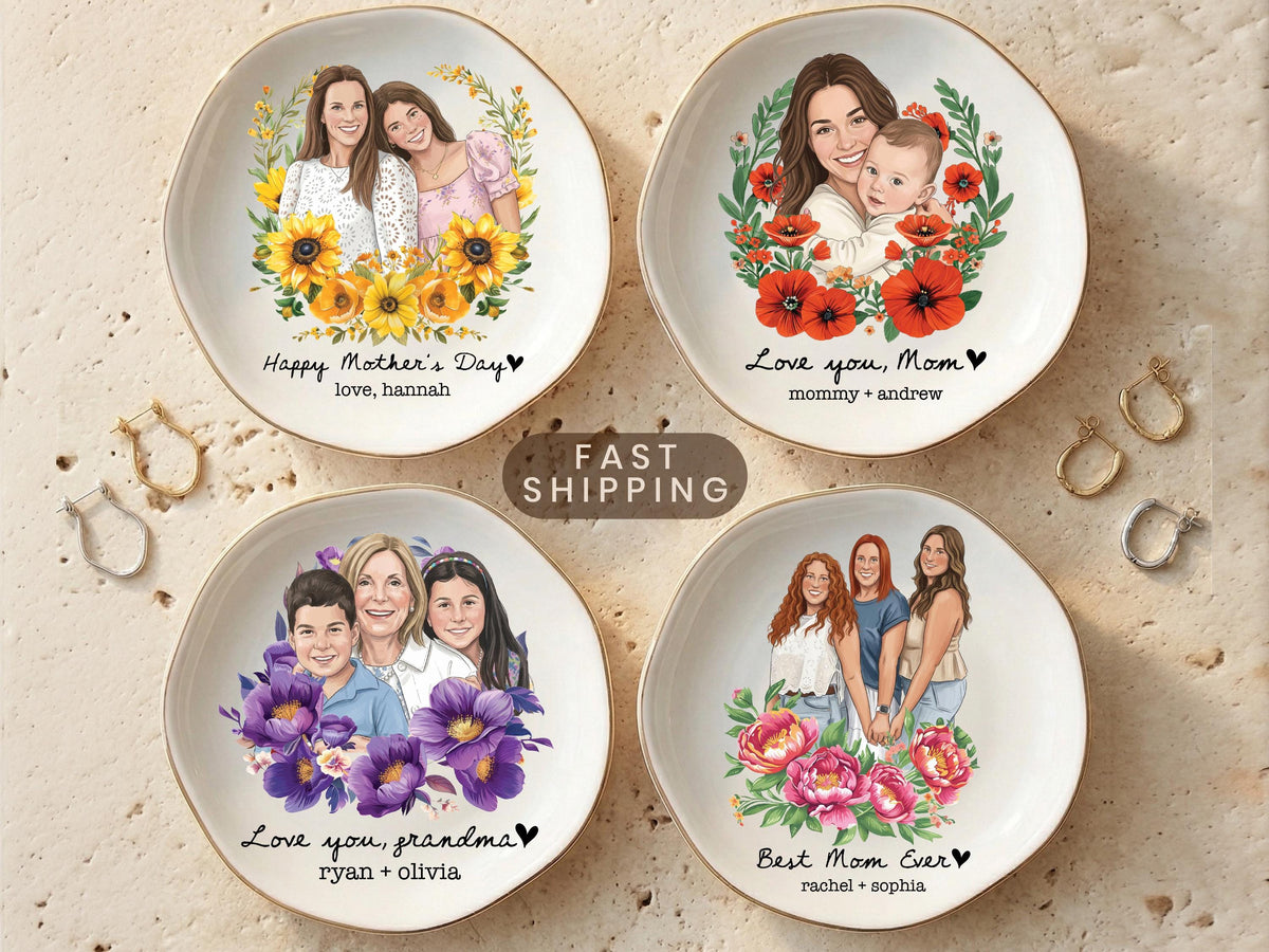 Personalized Photo Trinket Dish, Mothers Day Gift for Mom, Custom Ring Dish Gift for Grandma, Birthday Jewelry Dish, Trinket Tray Mom Gift