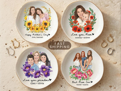Personalized Photo Trinket Dish, Mothers Day Gift for Mom, Custom Ring Dish Gift for Grandma, Birthday Jewelry Dish, Trinket Tray Mom Gift