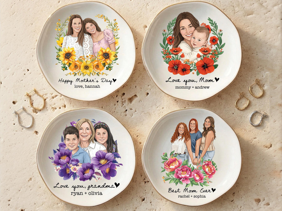 Personalized Photo Trinket Dish, Mothers Day Gift for Mom, Custom Ring Dish Gift for Grandma, Birthday Jewelry Dish, Trinket Tray Mom Gift
