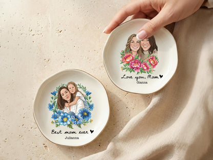 Personalized Photo Trinket Dish, Mothers Day Gift for Mom, Custom Ring Dish Gift for Grandma, Birthday Jewelry Dish, Trinket Tray Mom Gift