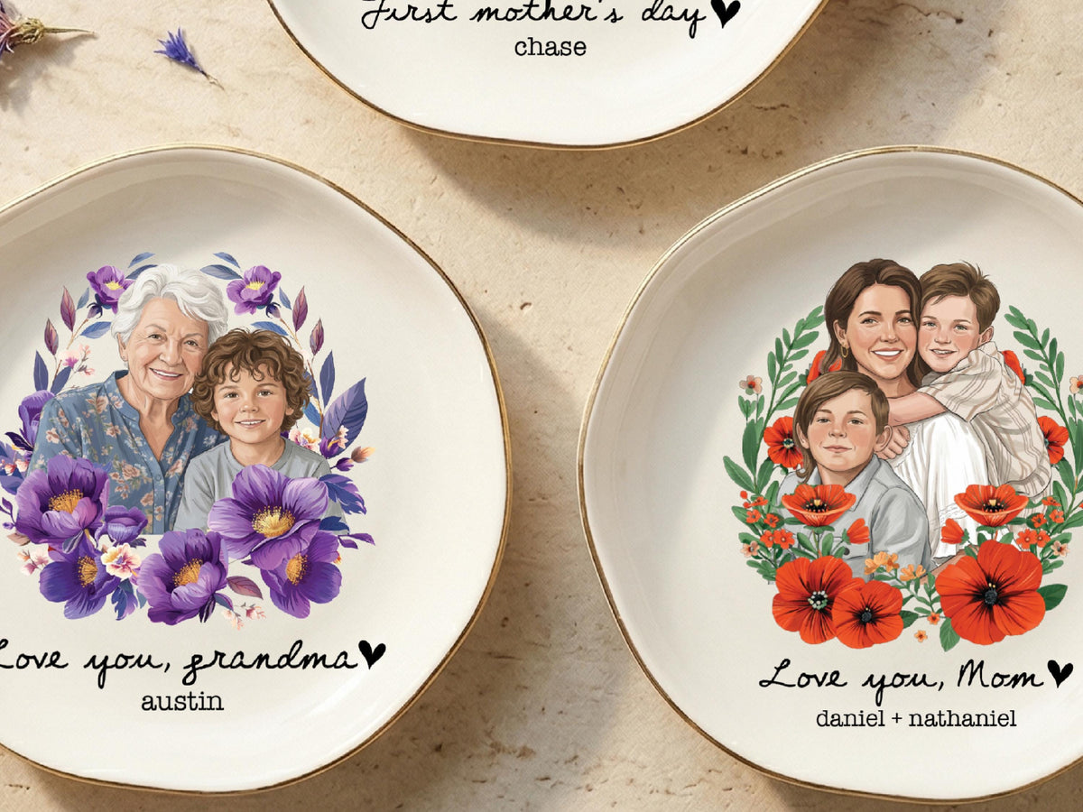 Personalized Photo Trinket Dish, Mothers Day Gift for Mom, Custom Ring Dish Gift for Grandma, Birthday Jewelry Dish, Trinket Tray Mom Gift