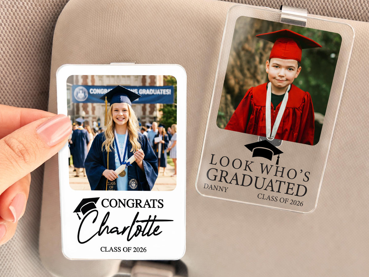 Personalized Graduation Car Visor Clip, College Graduation Gift for Him, Sun Visor Clip, Senior Gift, Custom Class Of 2026 Grad Gift for Her