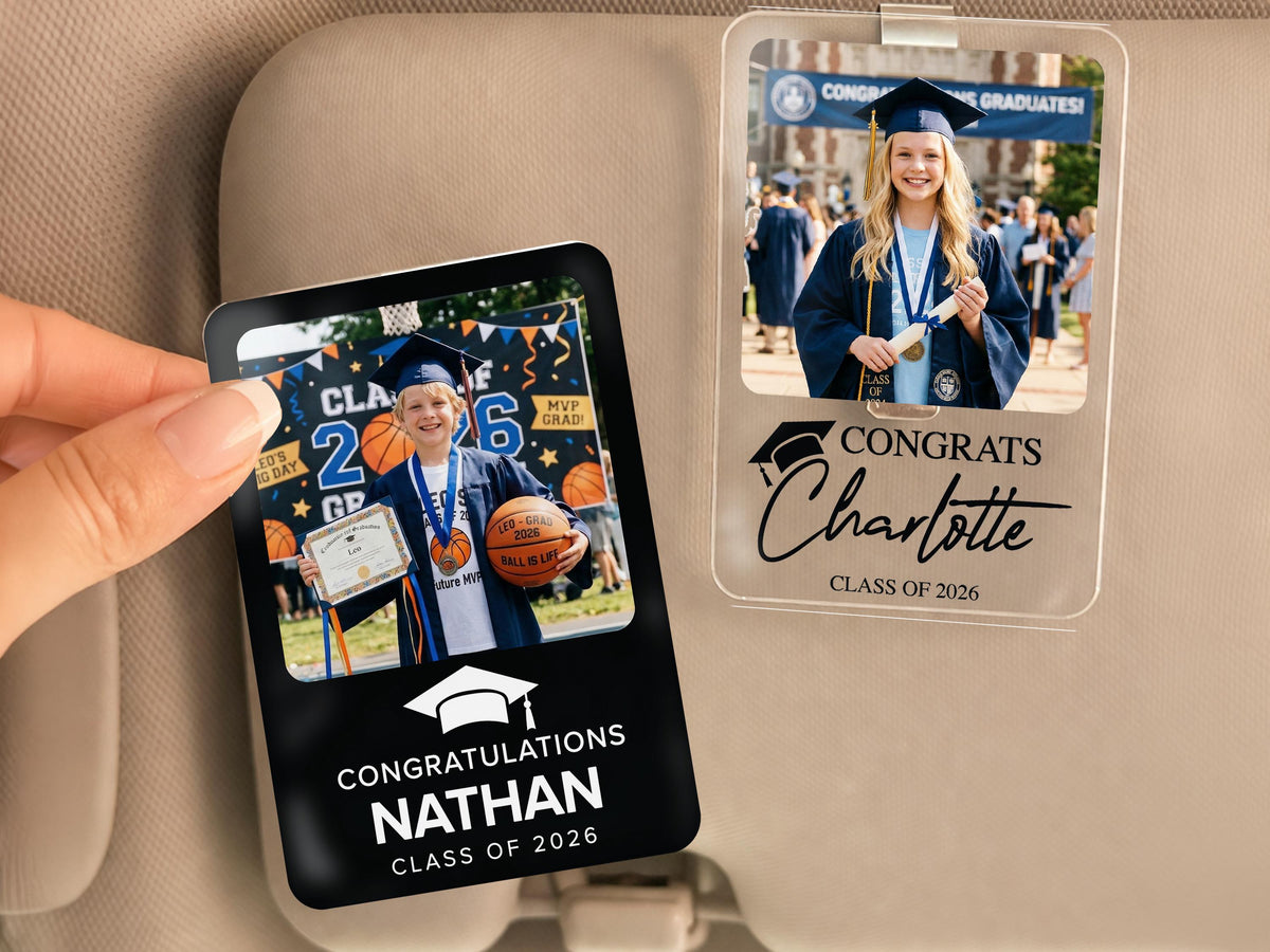 Personalized Graduation Car Visor Clip, College Graduation Gift for Him, Sun Visor Clip, Senior Gift, Custom Class Of 2026 Grad Gift for Her