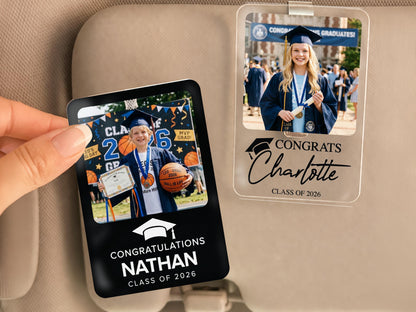 Personalized Graduation Car Visor Clip, College Graduation Gift for Him, Sun Visor Clip, Senior Gift, Custom Class Of 2026 Grad Gift for Her