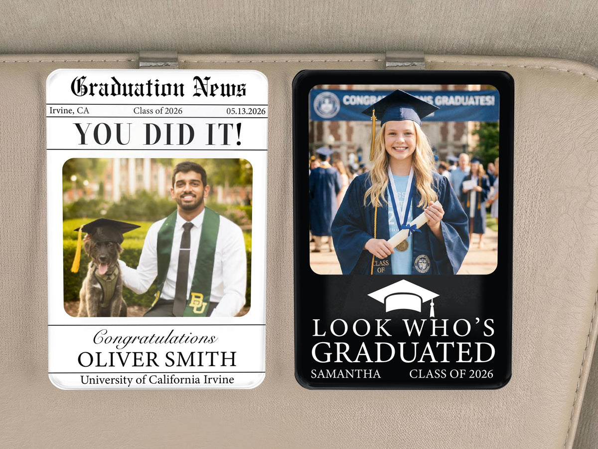 Personalized Graduation Car Visor Clip, College Graduation Gift for Him, Sun Visor Clip, Senior Gift, Custom Class Of 2026 Grad Gift for Her
