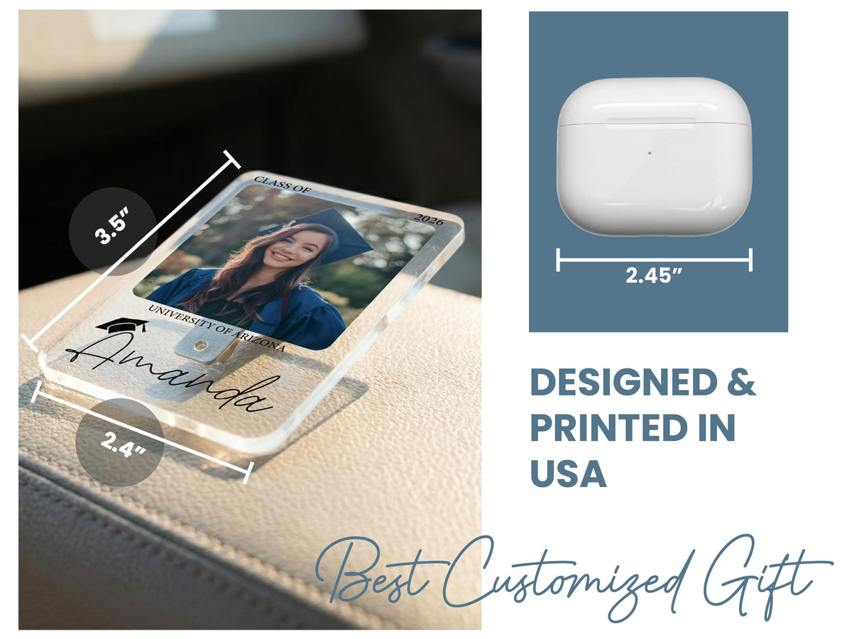 Personalized Graduation Car Visor Clip, College Graduation Gift for Him, Sun Visor Clip, Senior Gift, Custom Class Of 2026 Grad Gift for Her