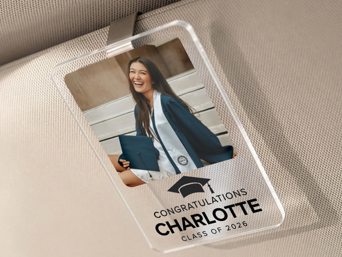 Personalized Graduation Car Visor Clip, College Graduation Gift for Him, Sun Visor Clip, Senior Gift, Custom Class Of 2026 Grad Gift for Her